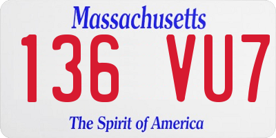 MA license plate 136VU7