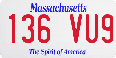MA license plate 136VU9