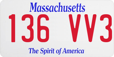 MA license plate 136VV3