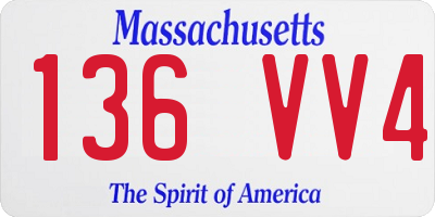 MA license plate 136VV4