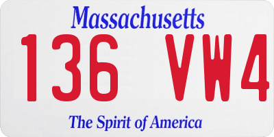 MA license plate 136VW4
