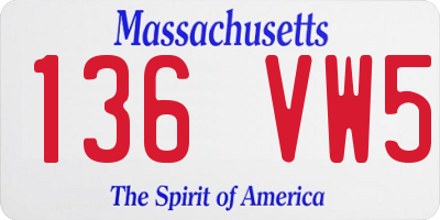 MA license plate 136VW5