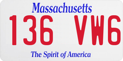 MA license plate 136VW6