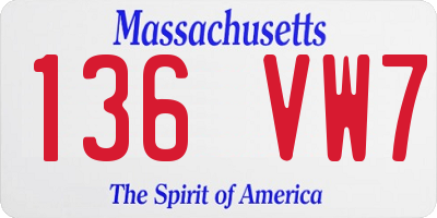 MA license plate 136VW7