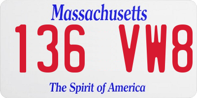 MA license plate 136VW8