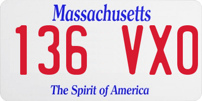 MA license plate 136VX0