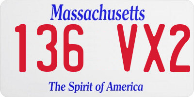 MA license plate 136VX2