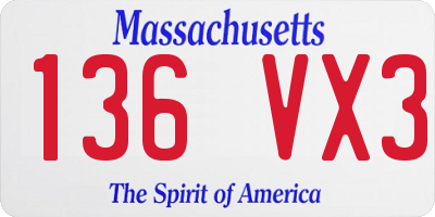 MA license plate 136VX3