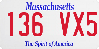 MA license plate 136VX5