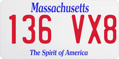 MA license plate 136VX8
