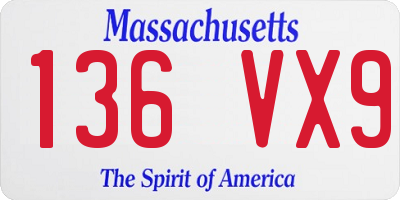 MA license plate 136VX9