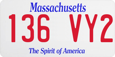 MA license plate 136VY2