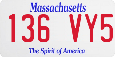 MA license plate 136VY5