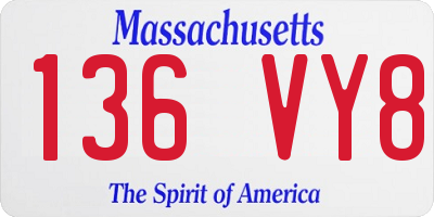 MA license plate 136VY8