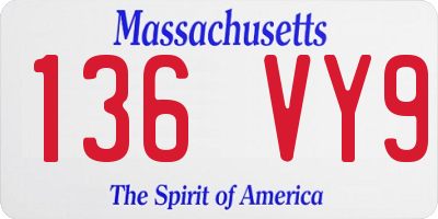 MA license plate 136VY9