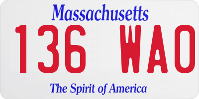 MA license plate 136WA0