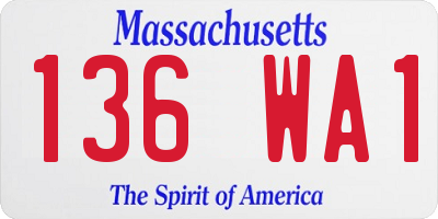 MA license plate 136WA1