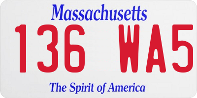MA license plate 136WA5
