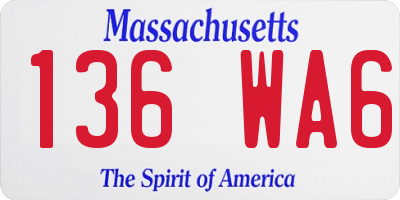 MA license plate 136WA6