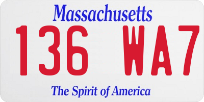 MA license plate 136WA7