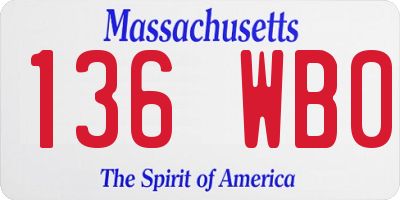 MA license plate 136WB0