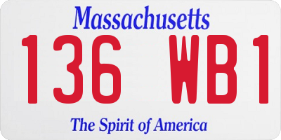 MA license plate 136WB1