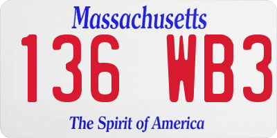 MA license plate 136WB3