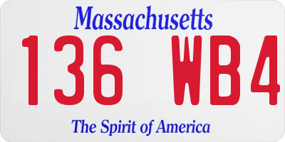 MA license plate 136WB4