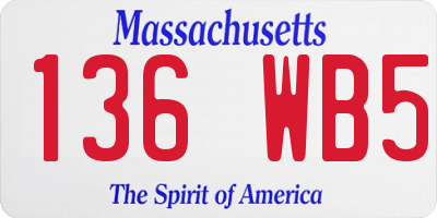 MA license plate 136WB5