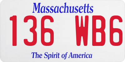 MA license plate 136WB6