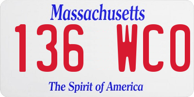 MA license plate 136WC0