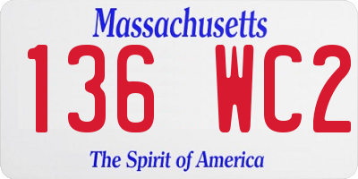 MA license plate 136WC2
