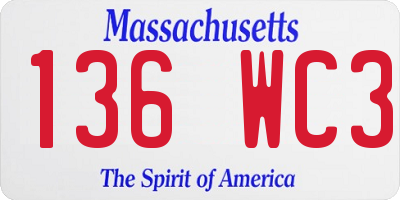MA license plate 136WC3