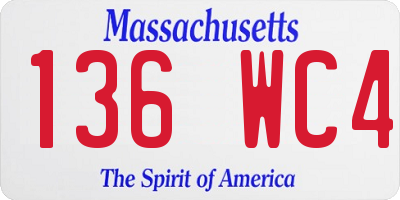 MA license plate 136WC4