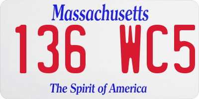 MA license plate 136WC5