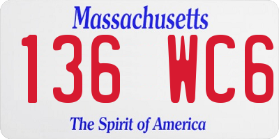 MA license plate 136WC6