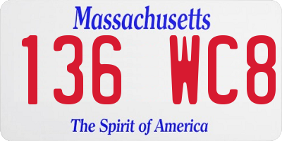 MA license plate 136WC8