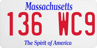 MA license plate 136WC9