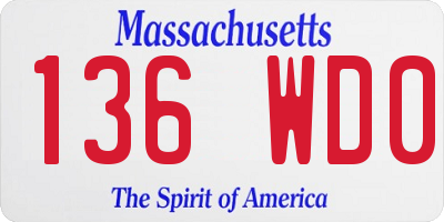 MA license plate 136WD0