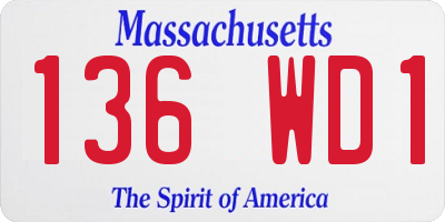 MA license plate 136WD1