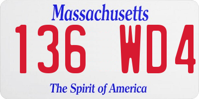 MA license plate 136WD4