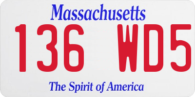 MA license plate 136WD5
