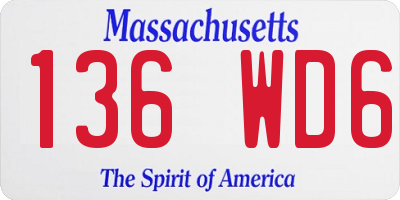MA license plate 136WD6