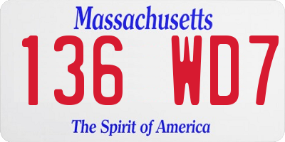 MA license plate 136WD7