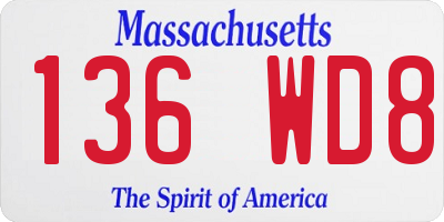 MA license plate 136WD8
