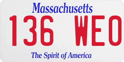 MA license plate 136WE0