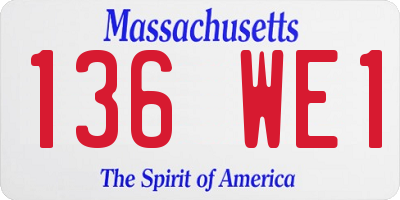 MA license plate 136WE1