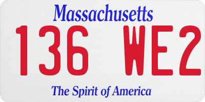 MA license plate 136WE2