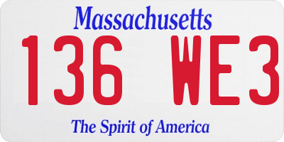 MA license plate 136WE3