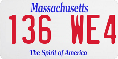 MA license plate 136WE4